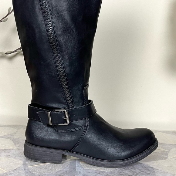 NIB Rampage Allison Asymmetrical Zipper Buckled Knee High Tall Riding/Biker Boot - Picture 9 of 16